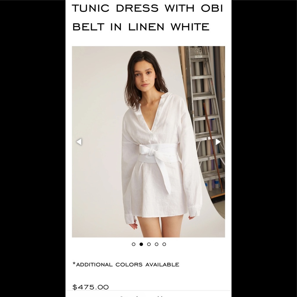 2022 spring Marissa Webb pax linen henley tunic Dress with obi belt in linen